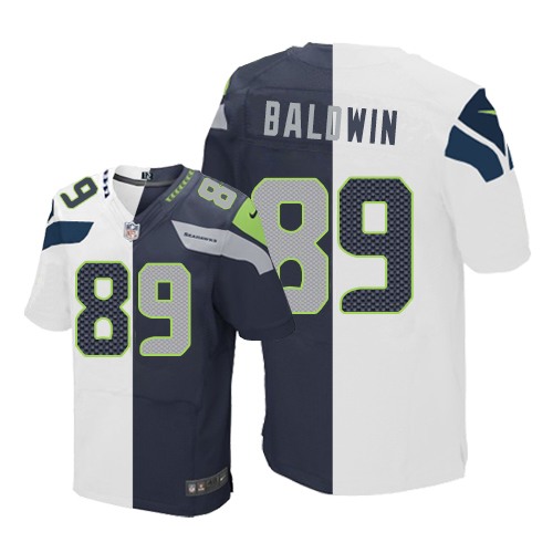 Men's Elite Doug Baldwin Nike Jersey Navy/White - #89 Split Fashion NFL Seattle Seahawks